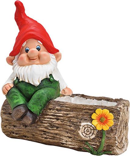 Produktbild G. Wurm Gartenzwerg auf Baumstamm Blumentopf aus Magnesia