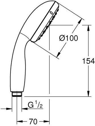 Image du produit Grohe Douchette à main TEMPESTA 100 100mm m débit-const 9,5 l/min chrome (1 Types de jets, 9.50 l/min)