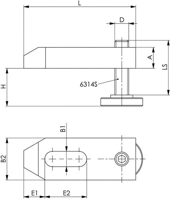Immagine prodotto Amf Barra di serraggio n. 6314V per scanalatura a T 22 mm Altezza di serraggio 19 - 105 mm Vite di