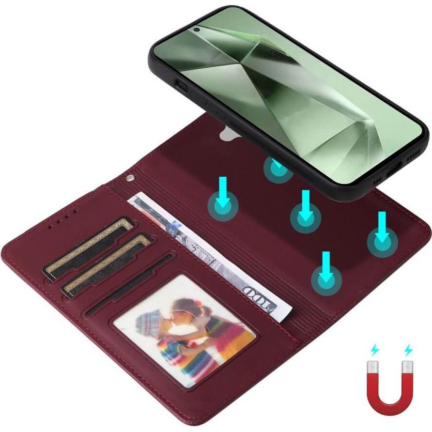 Thumbnail - Cover-Discount Galaxy S24 FE - Teilbare Brieftasche 2-in-1 Handyhülle (Samsung Galaxy S24 FE), Smartphone Hülle, Rot