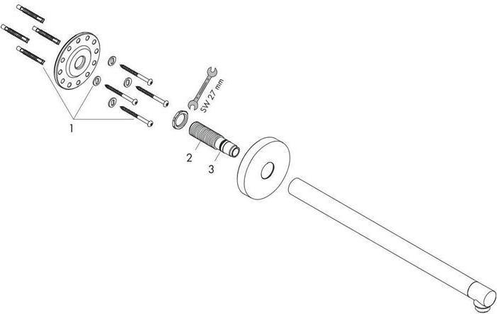 Produktbild hansgrohe Brausearm AXOR SHOWERSOLUTIONS 390mm brushed nickel