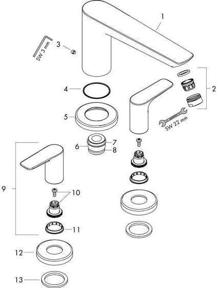 Image du produit hansgrohe HG Set de montage final TALIS E pour robinetterie de bord de baignoire 3 trous chromé