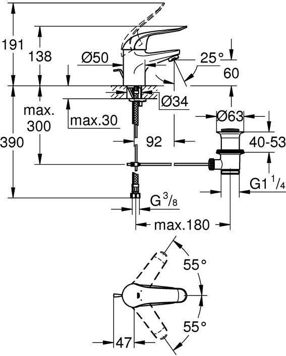 Produktbild Grohe EH-WTbatt EUROECO SPECIAL 1/2Zoll Zugstangen-Ablaufgarnitur chrom