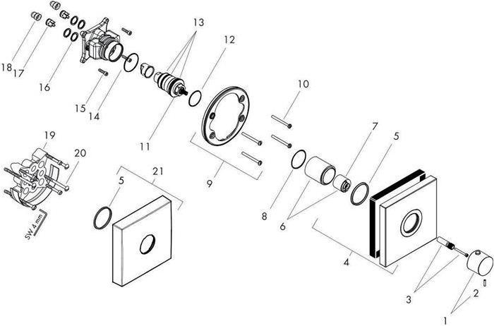 Produktbild hansgrohe Thermostat AXOR SHOWERSOLUTIONS SQUARE Highflow, Unterputz chrom