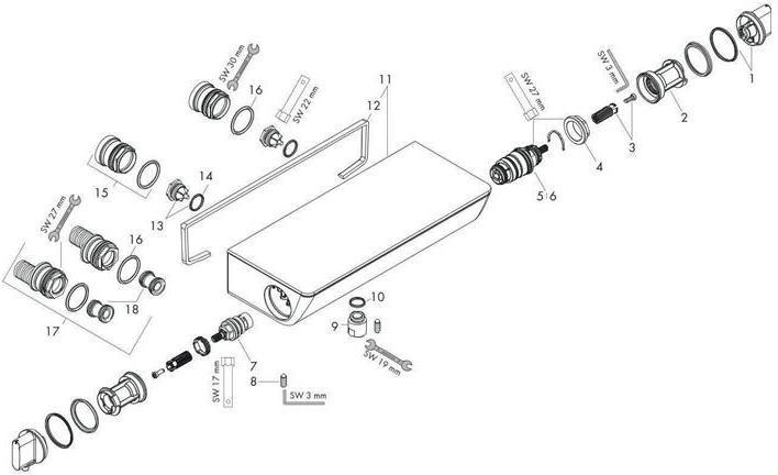 Produktbild hansgrohe HG Brausethermostat ECOSTAT SELECT DN 15, Aufputz, Renovation chrom