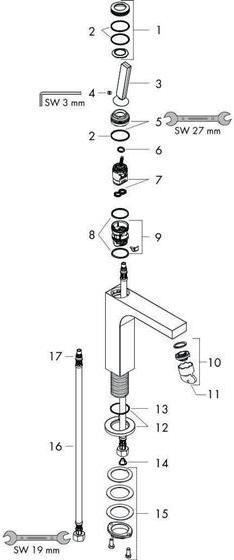 Image du produit hansgrohe EH-WT-MI 160 AXOR CITTERIO DN 15 sans tirant chrome