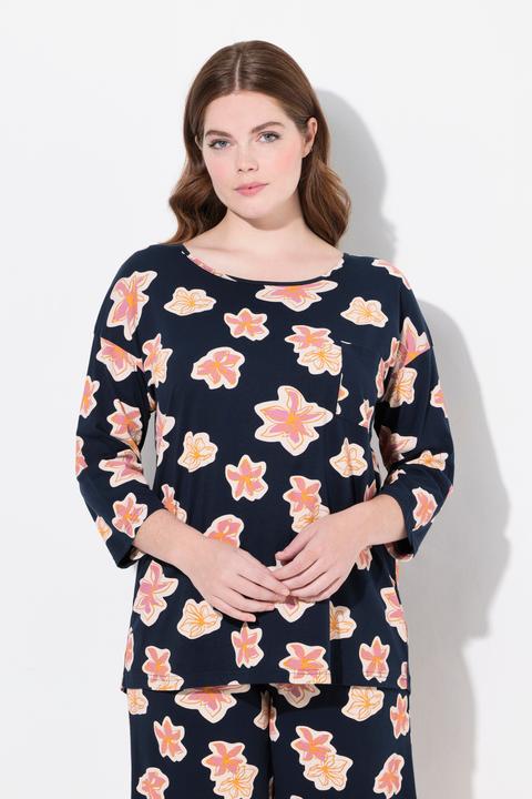 Immagine prodotto Ulla Popken Maglia pigiama, oversize, girocollo, manica 3/4, cotone biologico (46, 48)
