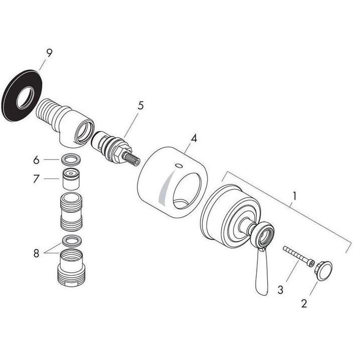 Thumbnail - Axor, Duschsystem, Schlauchans. MONTREUX FIXFIT STOP DN 15 m Abstellventil u Hebelgriff chrom