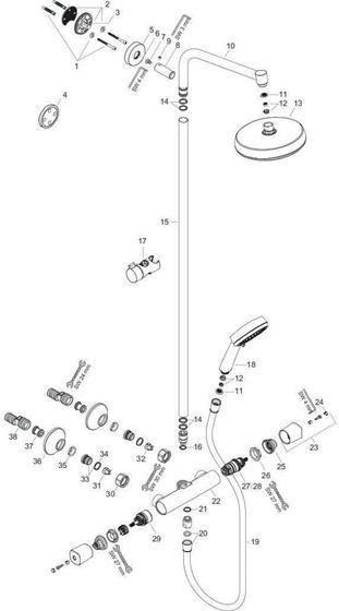 Produktbild hansgrohe HG Showerpipe CROMETTA 160 1jet DN 15 EcoSm Version 9 l/min weiss/chrom