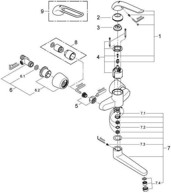 Produktbild Grohe EH-WTbatt EUROECO SPECIAL 1/2Zoll Ausl 274mm absp. S-Anschlüsse ch