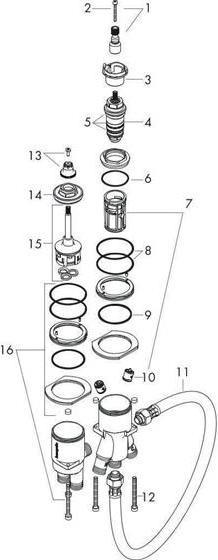 Productafbeelding hansgrohe Basislichaam AXOR DN 15 f 2-L badrandarm met thermostaat