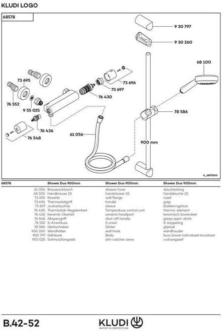 Produktbild Kludi Therm-Brausearmatur LOGO SHOWER D DN 15 900mm chr
