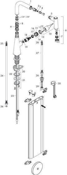 Actual product image hansgrohe HG single-lever sink mixer 220 METRIS DN 15 with sBox pull-out spray ES-Op.