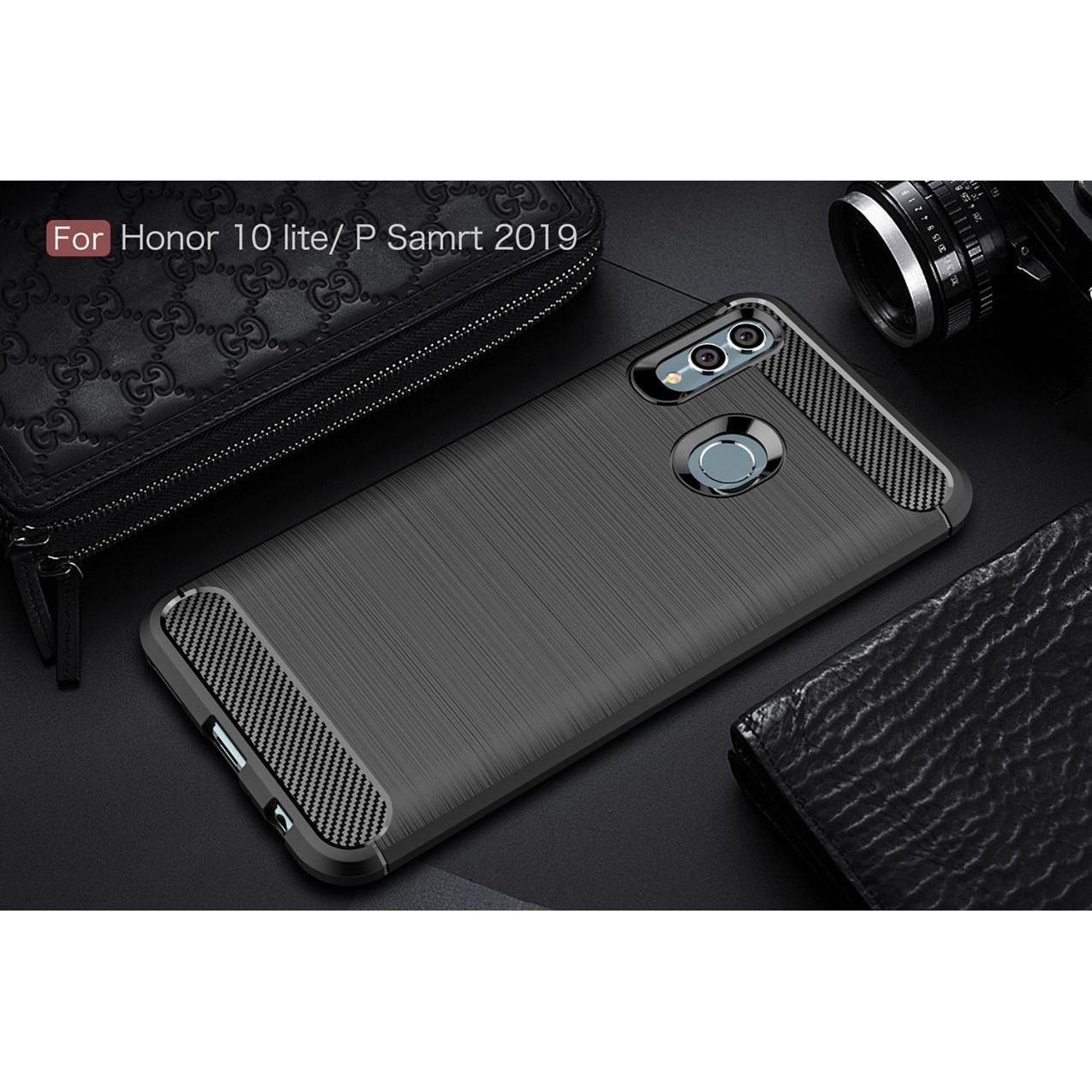 Thumbnail - Screenguard Huawei P Smart 2019 Hülle Carbon Brushed Soft TPU (Huawei P Smart+ (2019)), Smartphone Hülle, Schwarz