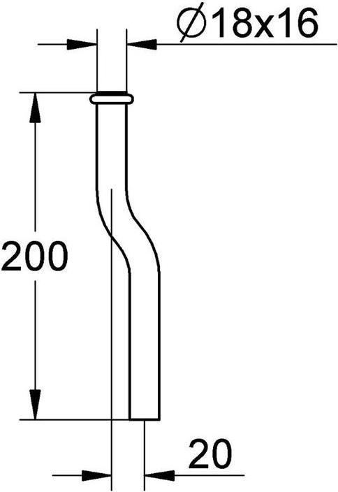 Produktbild Grohe Urinalspülrohr d= 18mm, 200mm Kröpfung 20mm chrom