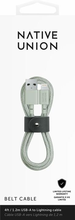 Image du produit Native Union Câble Belt USB-A vers Lightning 1.2m Sage (1.20 m)