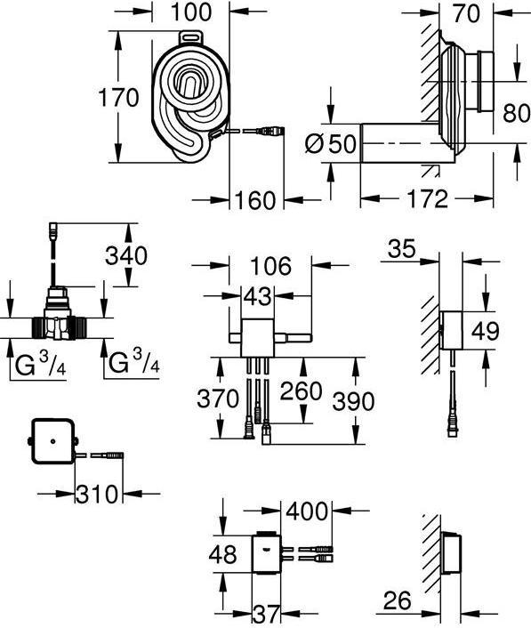 Actual product image Grohe Temperature sensor with Bluetooth, for urinal, transformer chrome