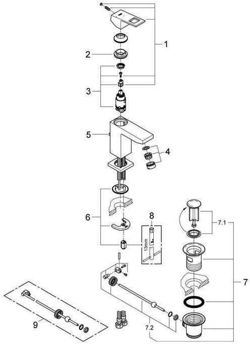 Produktbild Grohe EH-WTbatt EUROCUBE 1/2Zoll Slim ZAG chrom