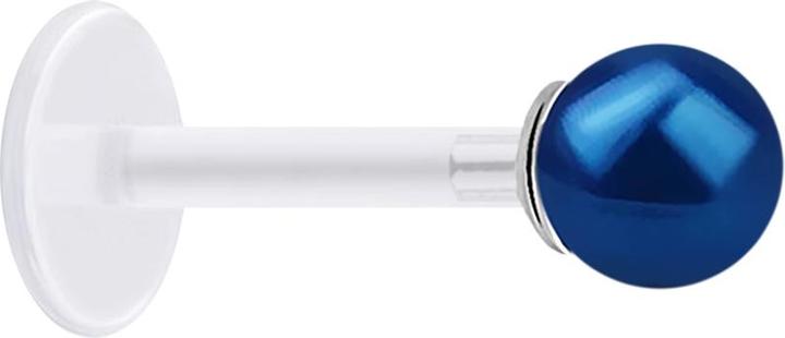 Immagine prodotto Star Piercing Micro Labret trasparente con sfera di perle blu scuro (senza ottone, Argento 925, Bioflex)