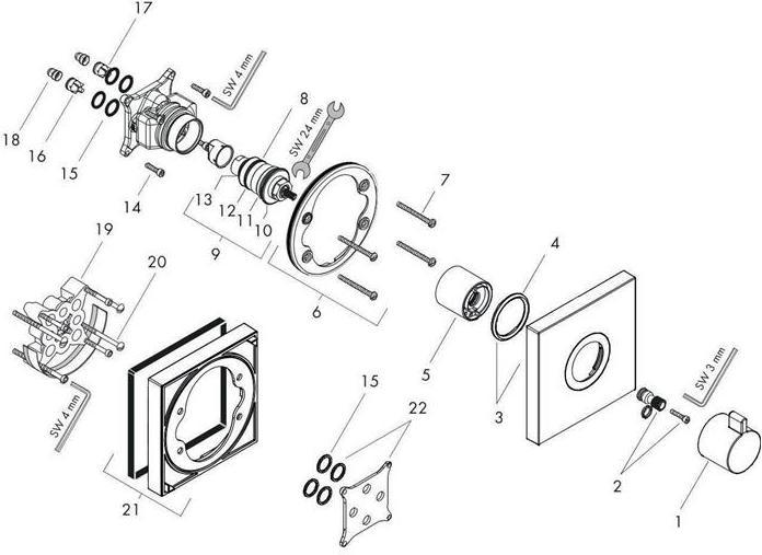 Immagine prodotto hansgrohe HG set pronto per il montaggio SHOWERSELECT Highflow, per termostato a scomparsa cromo