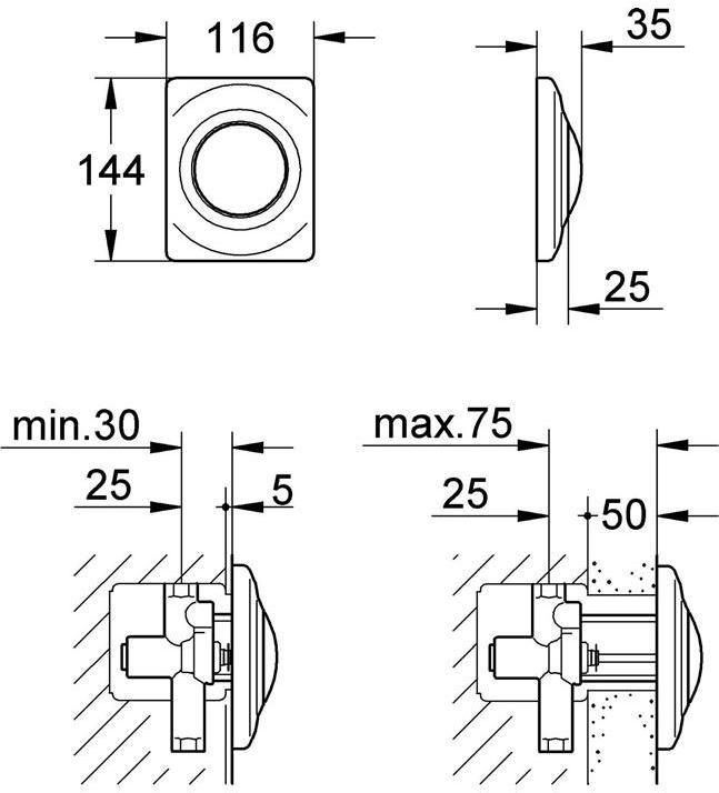 Produktbild Grohe Abdeckplatte SURF 116x144mm, für Urinal mattchrom