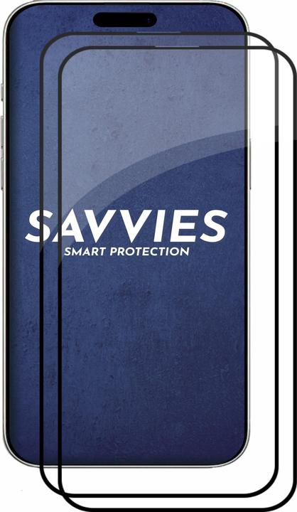 Produktbild Savvies Full-Screen Displayschutz Panzerglas Schutzglas (2 Stück, Apple iPhone 16 Pro)