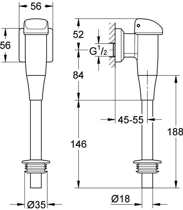 Productafbeelding Grohe Urinoirspoel DN 15, opbouw chroom