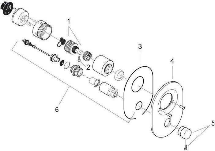 Produktbild hansgrohe HG Umrüstset Wannenmischer Unterputz, mit Rohrunterbrecher chrom