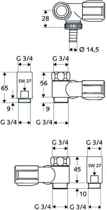 Actual product image Schell NA-Valve COMFORT chr f wall-mounted mixers 3/4inch connection re 56 connection right, 56 mm