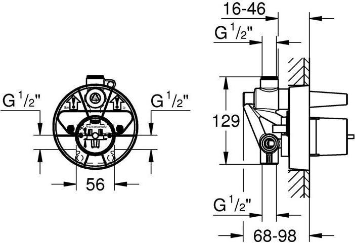 Actual product image Grohe Single-lever UP universal built-in body DN 15, for bath tub and shower head