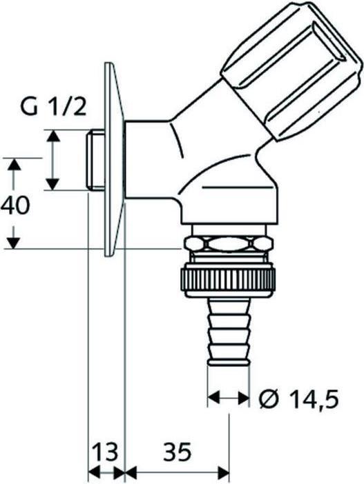 Actual product image Schell Comfort 1/2 Inch Angle-Seat Appliance Valve with Backflow Preventer - Chrome