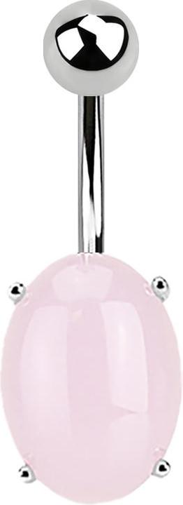 Immagine prodotto Star Piercing Banana in argento con pietra ovale di avventurina rosa (senza ottone, Mnerale, Acciaio chirurgico 316L)