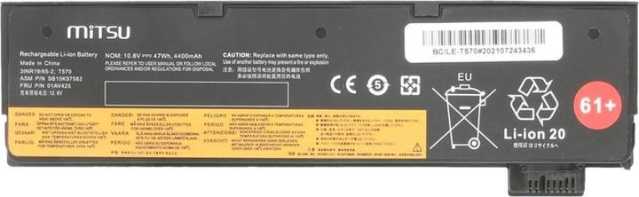 Actual product image Mitsu LENOVO BC/LE-T570 BATTERY (4400 mAh (47 Wh) 10.8V (11.1V) 6 cells Li-Ion (6 Cells, 4400 mAh)