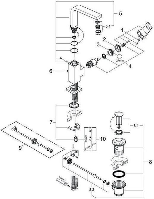 Image du produit Grohe EH-WTbatt EUROCUBE 1/2pouce, L-Size dur graphite brossé
