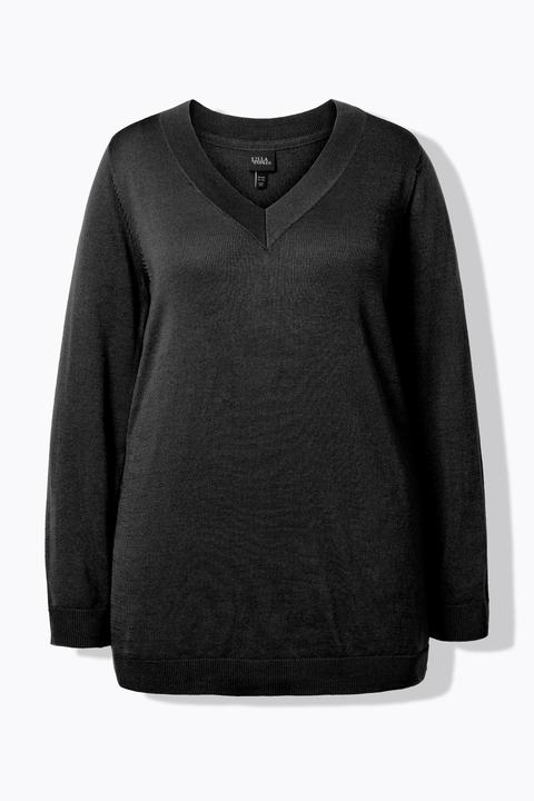 Produktbild Ulla Popken Pullover, V-Ausschnitt, Langarm, weicher Feinstrick (54)