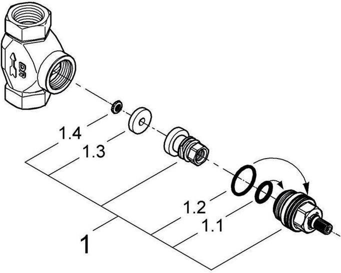 Actual product image Grohe UP valve lower part pre-assembled upper part 1/2inch