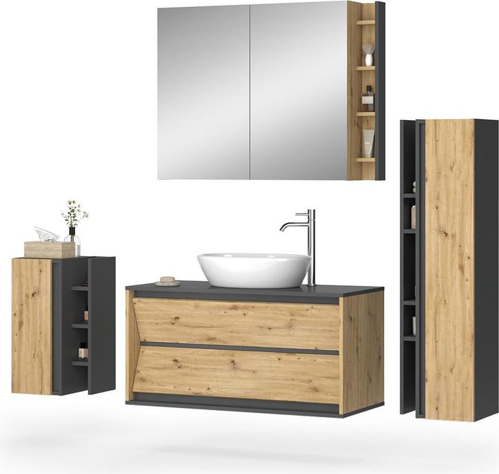 Produktbild Vicco Badmöbel-Set Edelin, Anthrazit/Artisan, 4 Teile