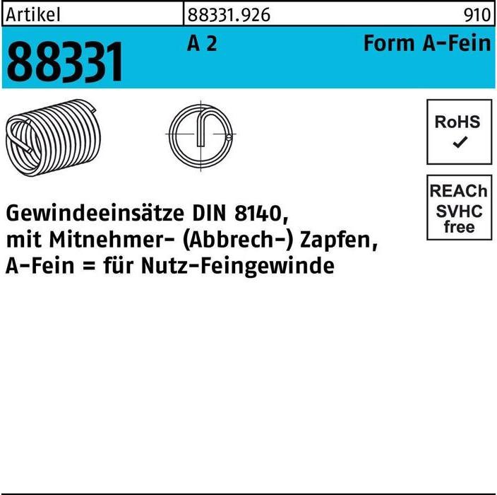 Produktbild Amecoil Gewindeeinsatz R 88331 Form A-Fein M 20x1,5 x40 A 2