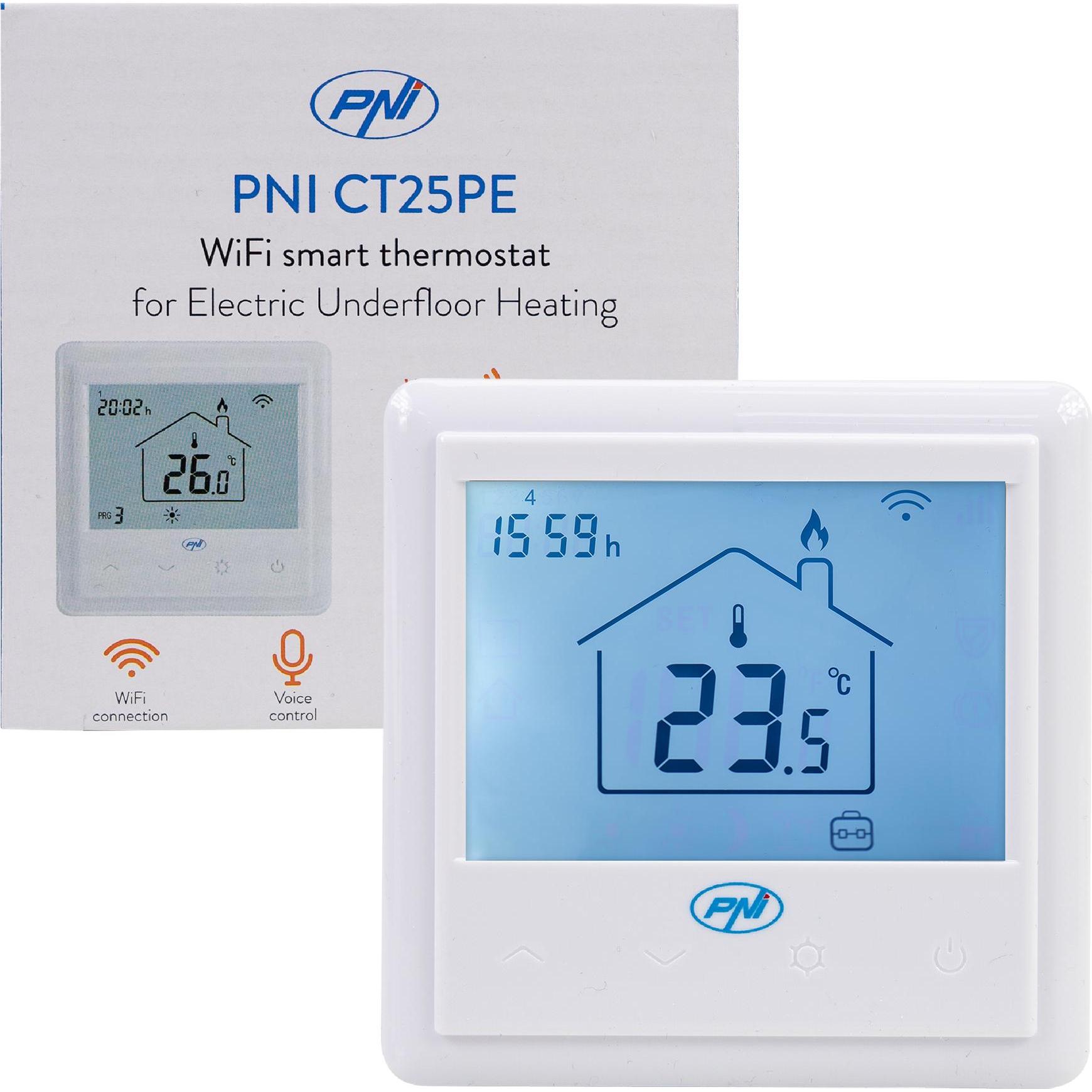 Thumbnail - PNI Eingebauter intelligenter Thermostat CT25PE WiFi, Internetsteuerung der elektrischen Fussbodenhei, Thermostat