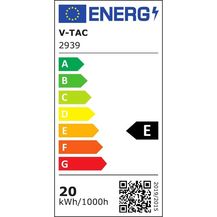 Energie-Label V-TAC VT11020120W 20W LED Wandlicht Sensor Weiss Body 4000K IP65 (2520 lm, IP65)