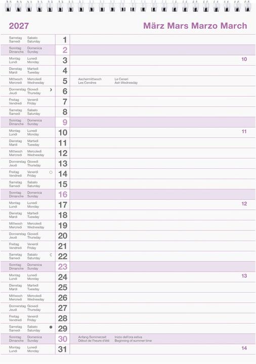 Valeurs nutritives et ingrédients Biella Calendrier mural (A4)