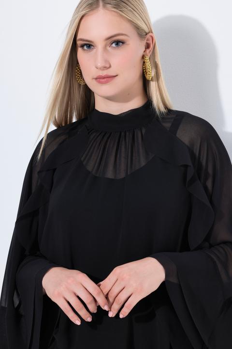 Immagine prodotto Ulla Popken Blusa a mantella di chiffon con collo alto e sciarpetta (50, 52, 54, 56)