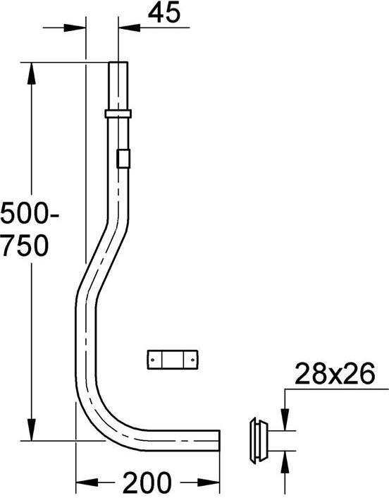 Produktbild Grohe Spülrohr für Druckspüler d= 28x26mm chrom