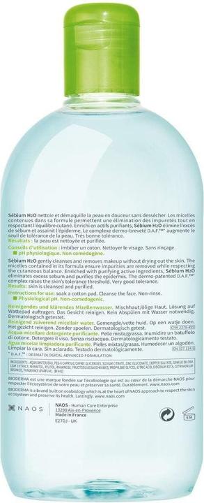 Productafbeelding Bioderma Sebium H2o (Gezichtstonic, 500 ml)