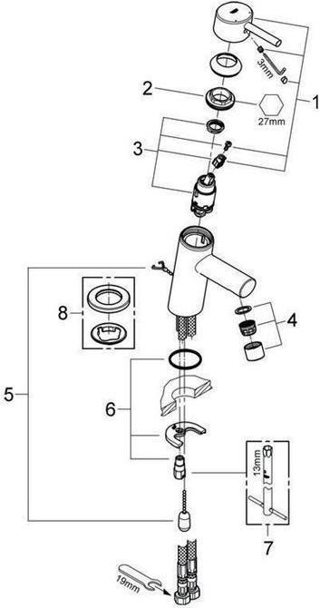 Productafbeelding Grohe Eéngreeps badmengkraan CONCETTO DN 15 m SpeedClean 5,8 l Mousseur chroom