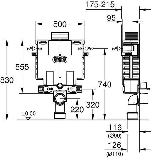 Produktbild Grohe WC-Element UNISET Spülkasten 6-9 l