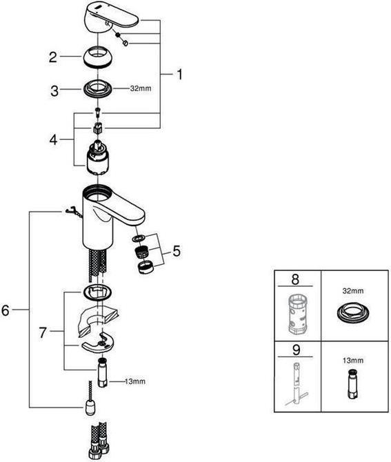 Produktbild Grohe EH-WTbatt EUROSMART C 1/2Zoll, S-Size chrom