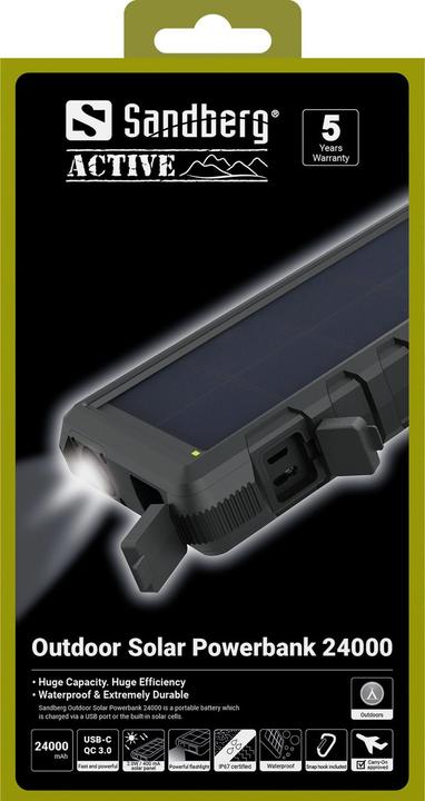 Image du produit Sandberg Banque d'énergie solaire en plein air (24000 mAh, 88.80 Wh)