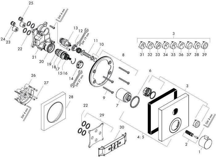 Immagine prodotto hansgrohe HG SHOWERSELECT set pronto per il montaggio per termostati da incasso 1 consumatore cromo