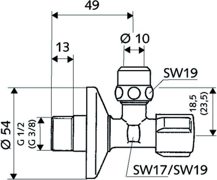 Produktbild Schell Eckregulierventil COMFORT chrom, ohne ASAG 3/8Zollx3/8Zoll 3/8Zoll x 3/8Zoll